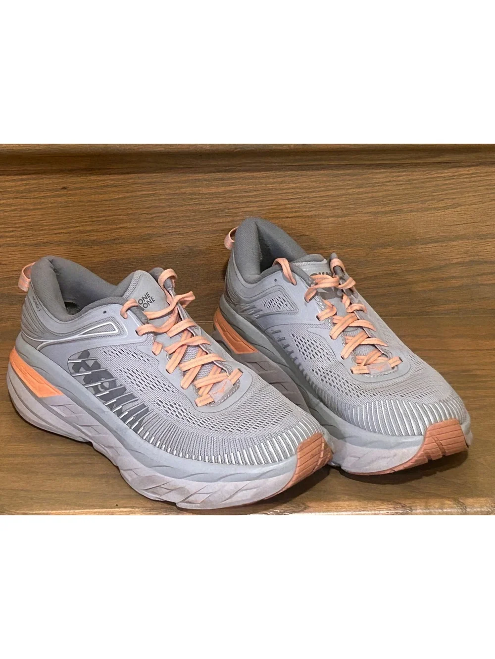 Hoka One One Women's Running Shoes Gray and Peach Size 9